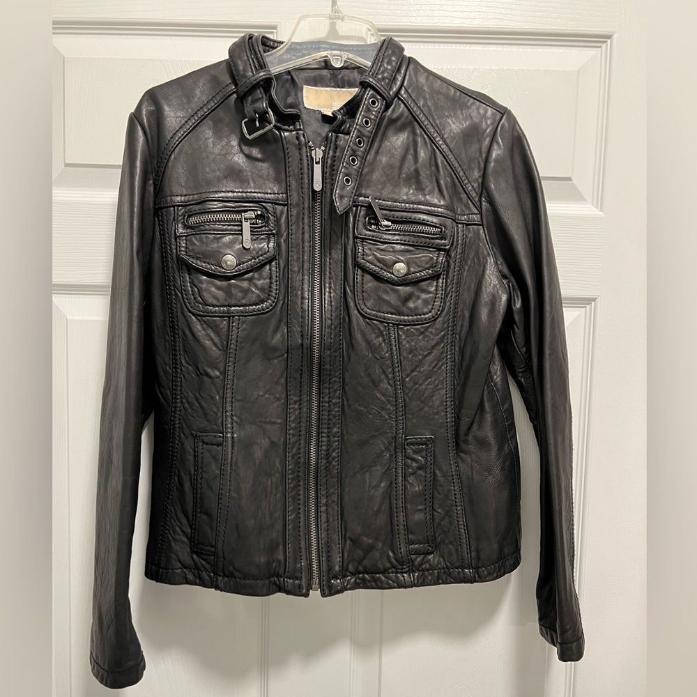 MICHAEL KORS Womens leather jacket size Large